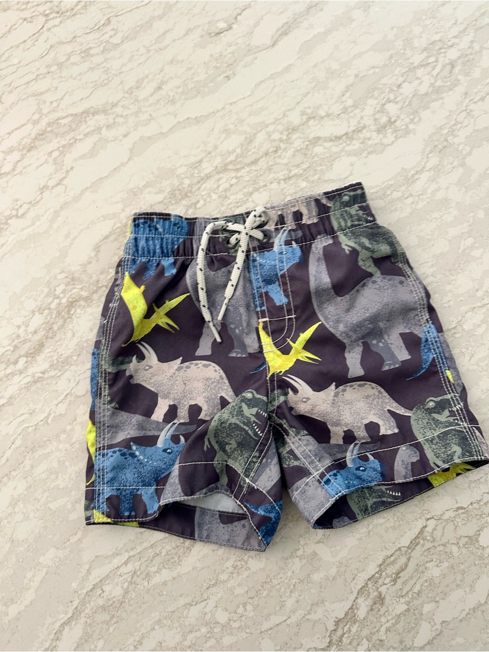 GAP Toddler Swim Shorts in Navy with Blue, Green & Yellow Dino Print